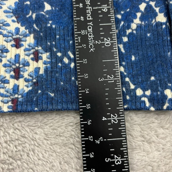 Tory Burch 100% Wool Cardigan Sweater Womens XS Blue Geometric Old Money Classic - Picture 13 of 16